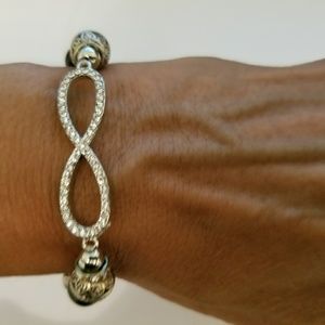 Black Bead Stretchy Bracelet,Pave crysta stones